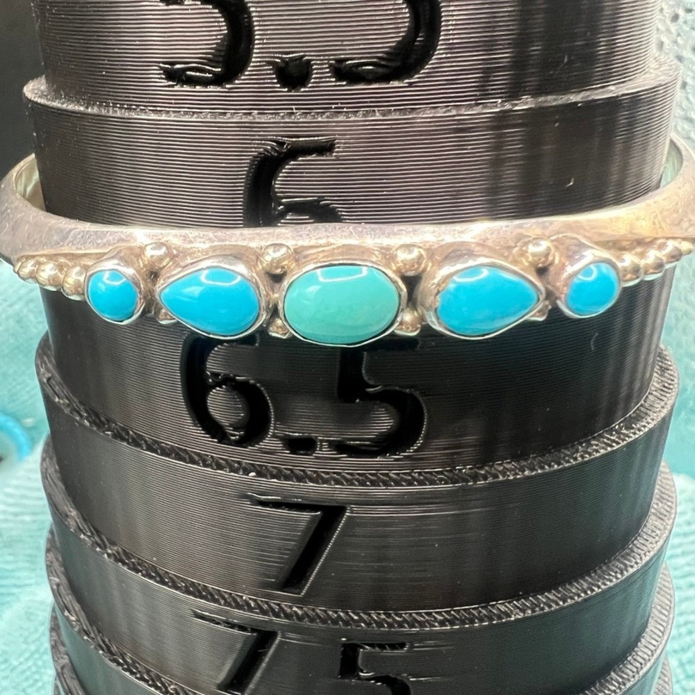 Russell Sam Sterling Silver Cuff Bracelet Blue Stone 26g .25"‎ wide - Picture 2 of 8
